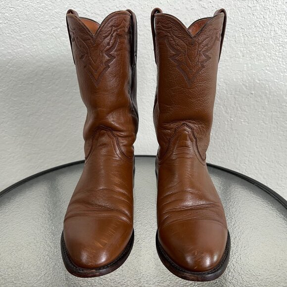 Lucchese 2000 Roper Western Boot in Peanut Brittle(medium brown) Men's 9.5 D - Picture 3 of 16